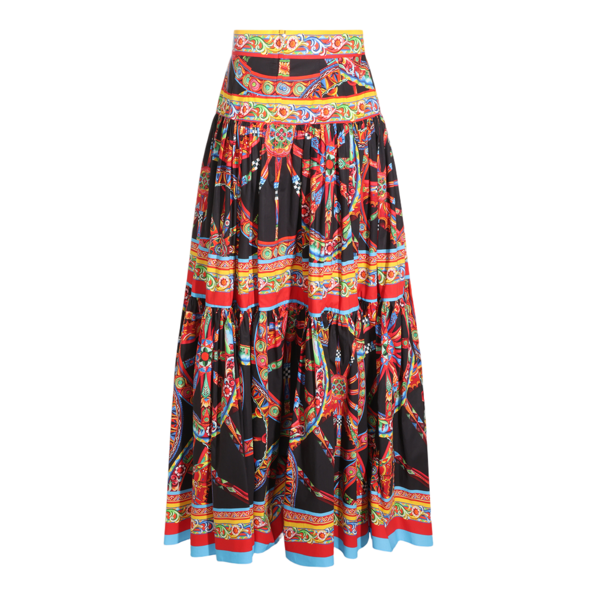 Dolce & Gabbana Voluminous High-Waisted Skirt with Intricate Patterning Zwart