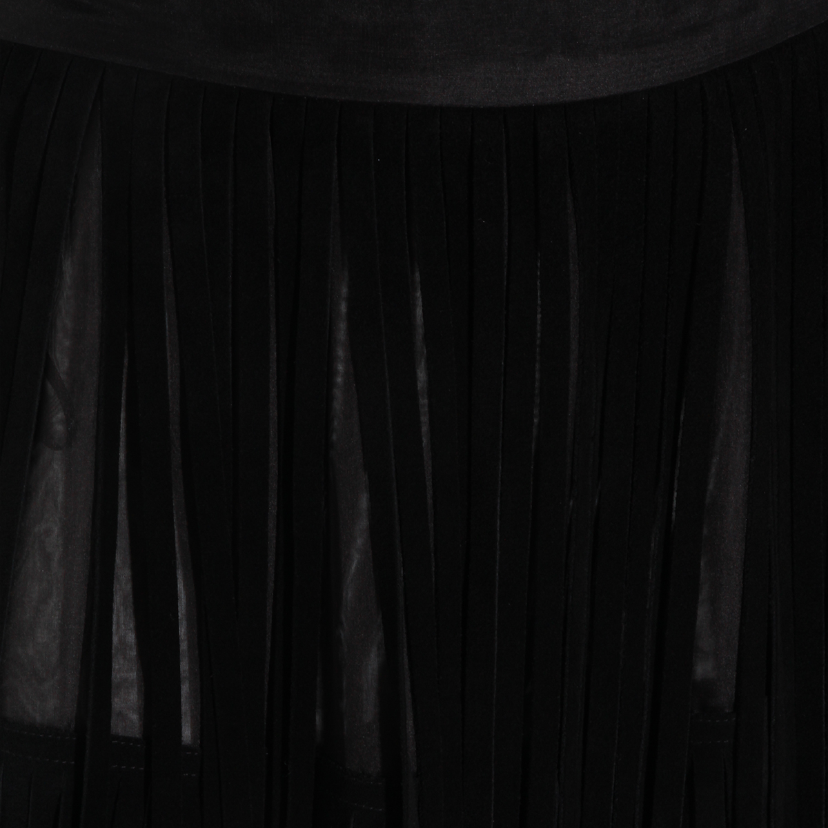 Dolce & Gabbana Pleated Sheer Midi Skirt with Layered Design Zwart