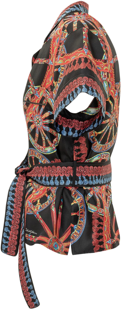Dolce & Gabbana Camicia a Pois con Taschino Applicato Zwart