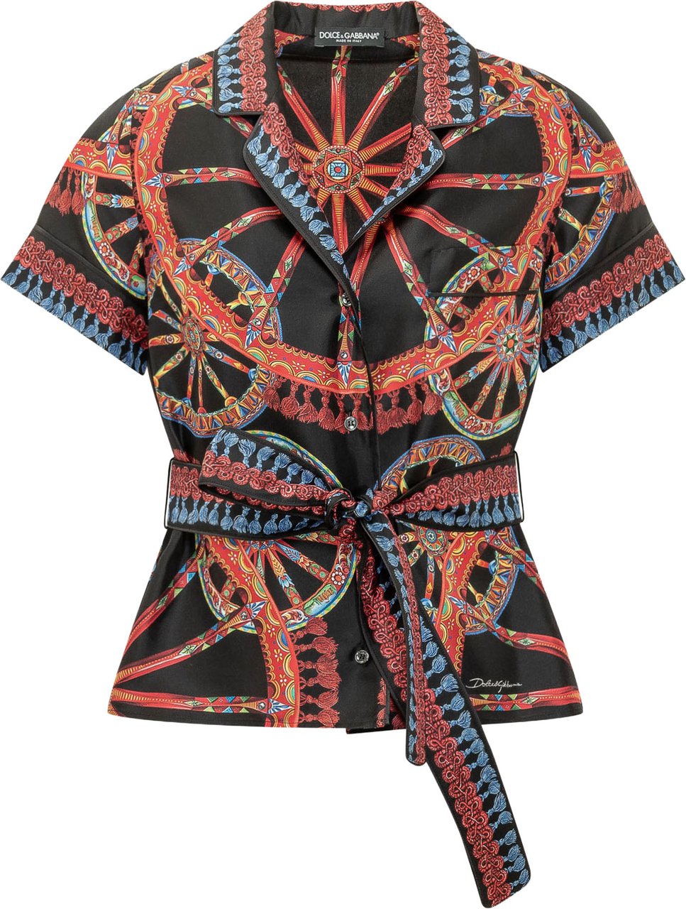 Dolce & Gabbana Camicia a Pois con Taschino Applicato Zwart