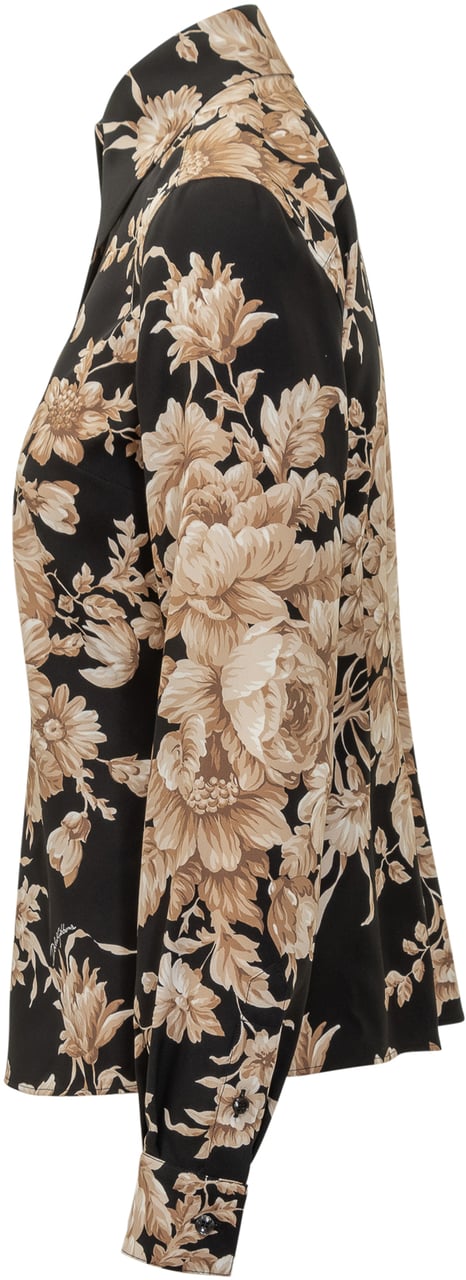 Dolce & Gabbana Dolce & Gabbana Camicia a Fiori in Seta Zwart