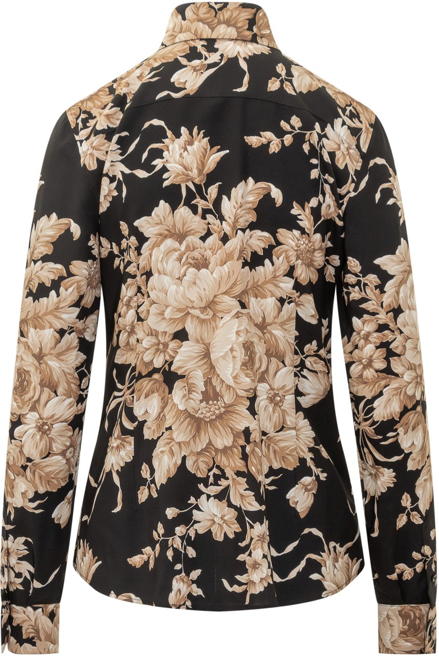 Dolce & Gabbana Dolce & Gabbana Camicia a Fiori in Seta Zwart