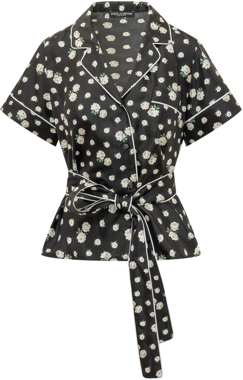 Dolce & Gabbana Camicia con Colletto a Rever e Cintura Zwart