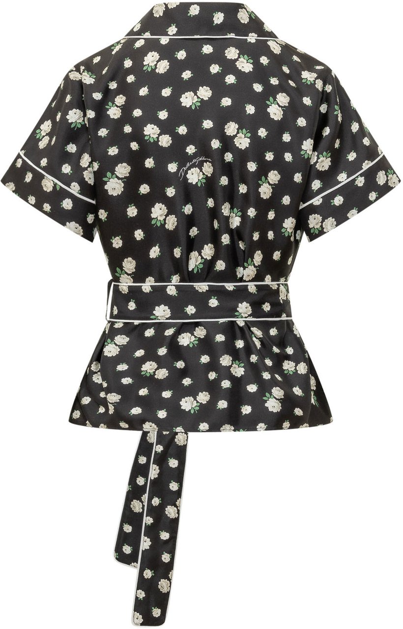 Dolce & Gabbana Camicia con Colletto a Rever e Cintura Zwart