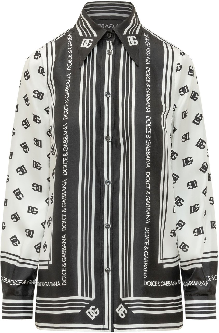 Dolce & Gabbana Camicia A Righe Grafiche Zwart