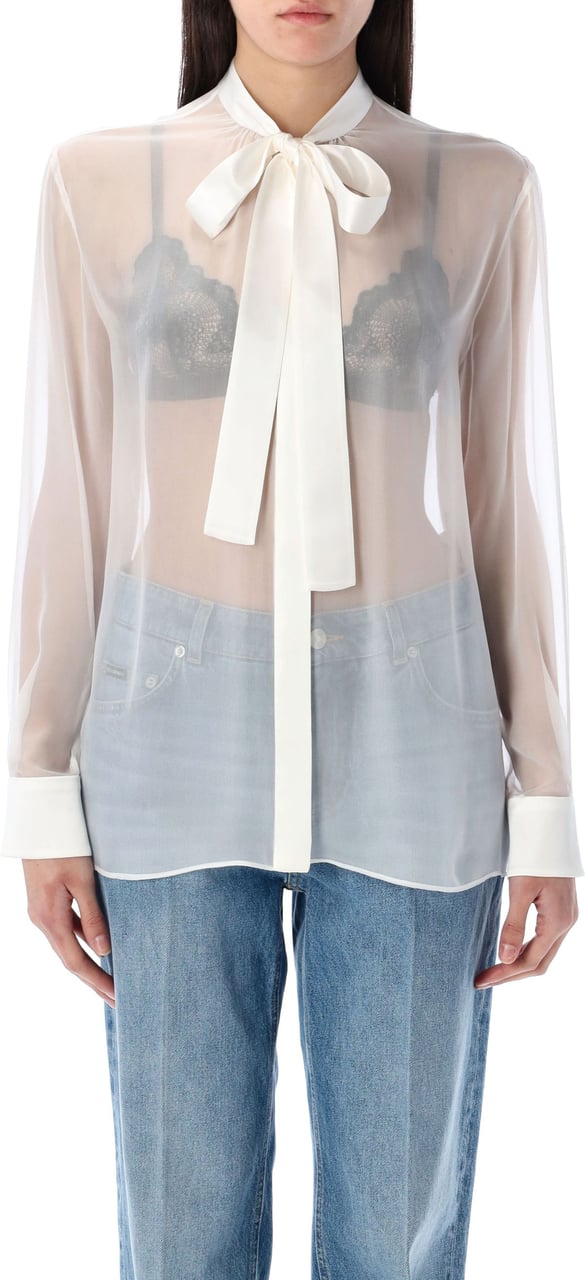 Dolce & Gabbana Shirt Bow Bianco Wit
