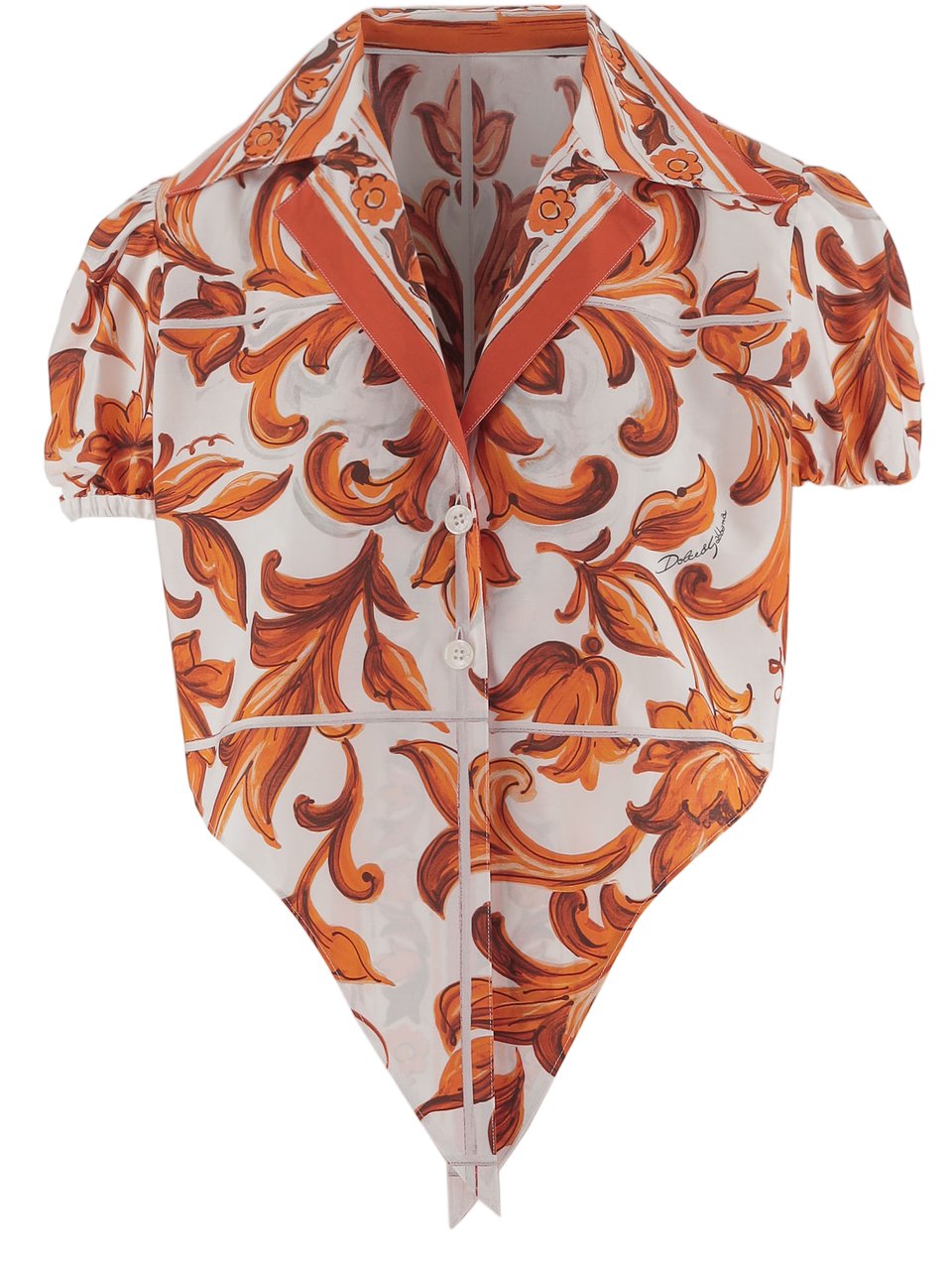 Dolce & Gabbana Multicolor Majolica Printed Crop Shirt Wit