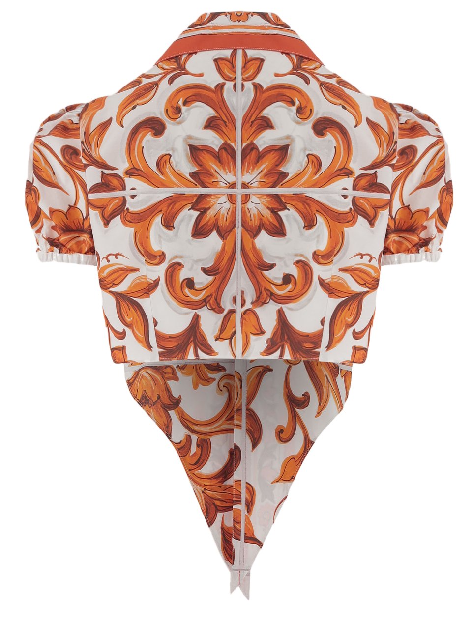 Dolce & Gabbana Multicolor Majolica Printed Crop Shirt Wit