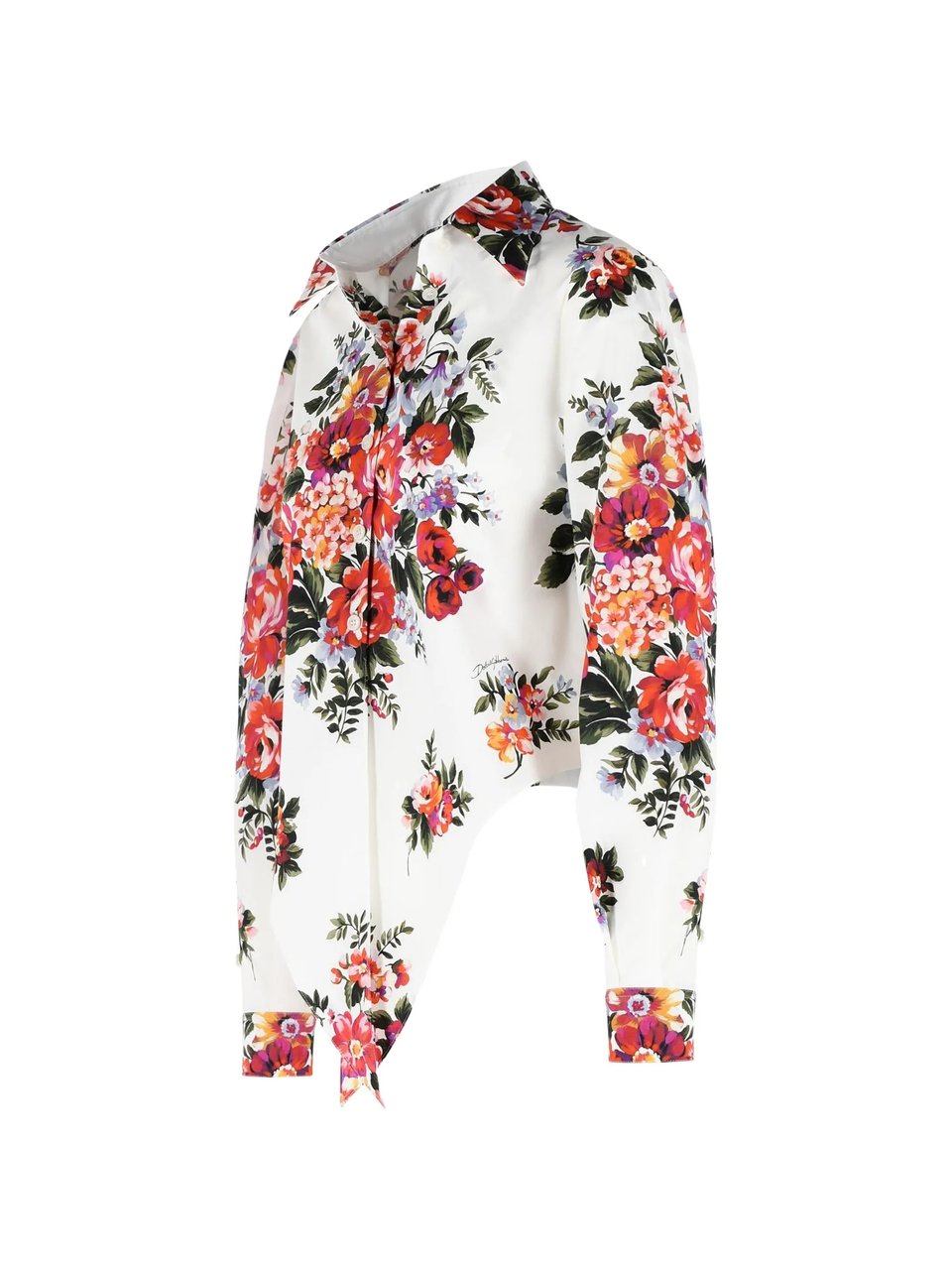 Dolce & Gabbana Long-Sleeved Floral Print Cotton Shirt Wit