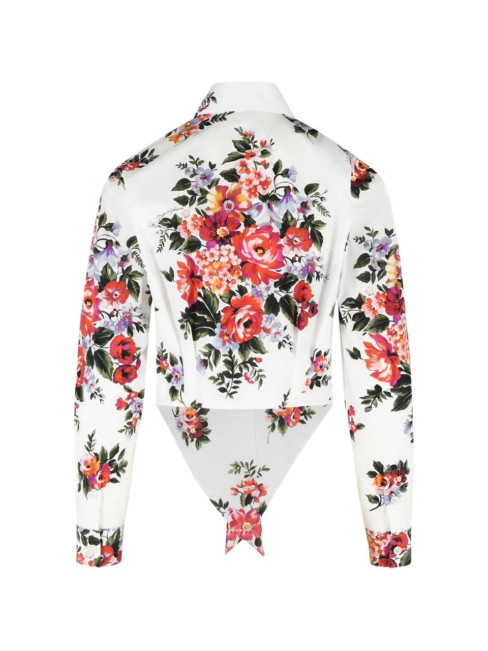 Dolce & Gabbana Long-Sleeved Floral Print Cotton Shirt Wit