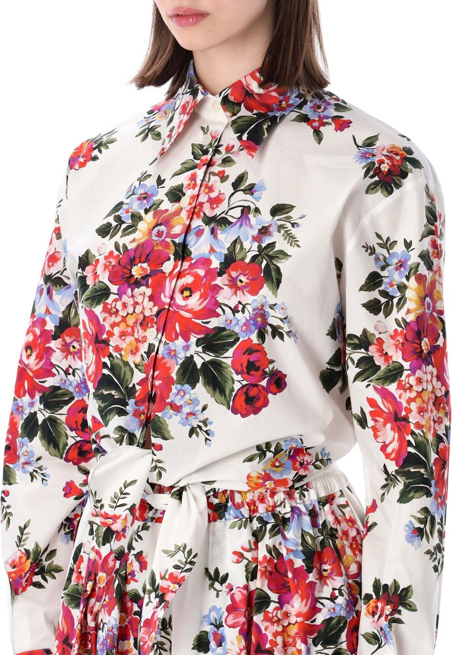 Dolce & Gabbana Shirt Mazzo Di Fiori White Multicolor Print Wit
