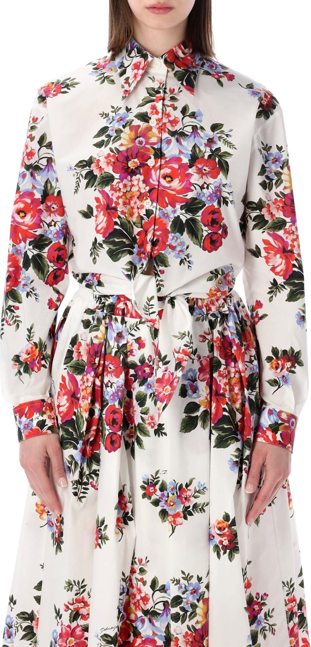 Dolce & Gabbana Shirt Mazzo Di Fiori White Multicolor Print Wit