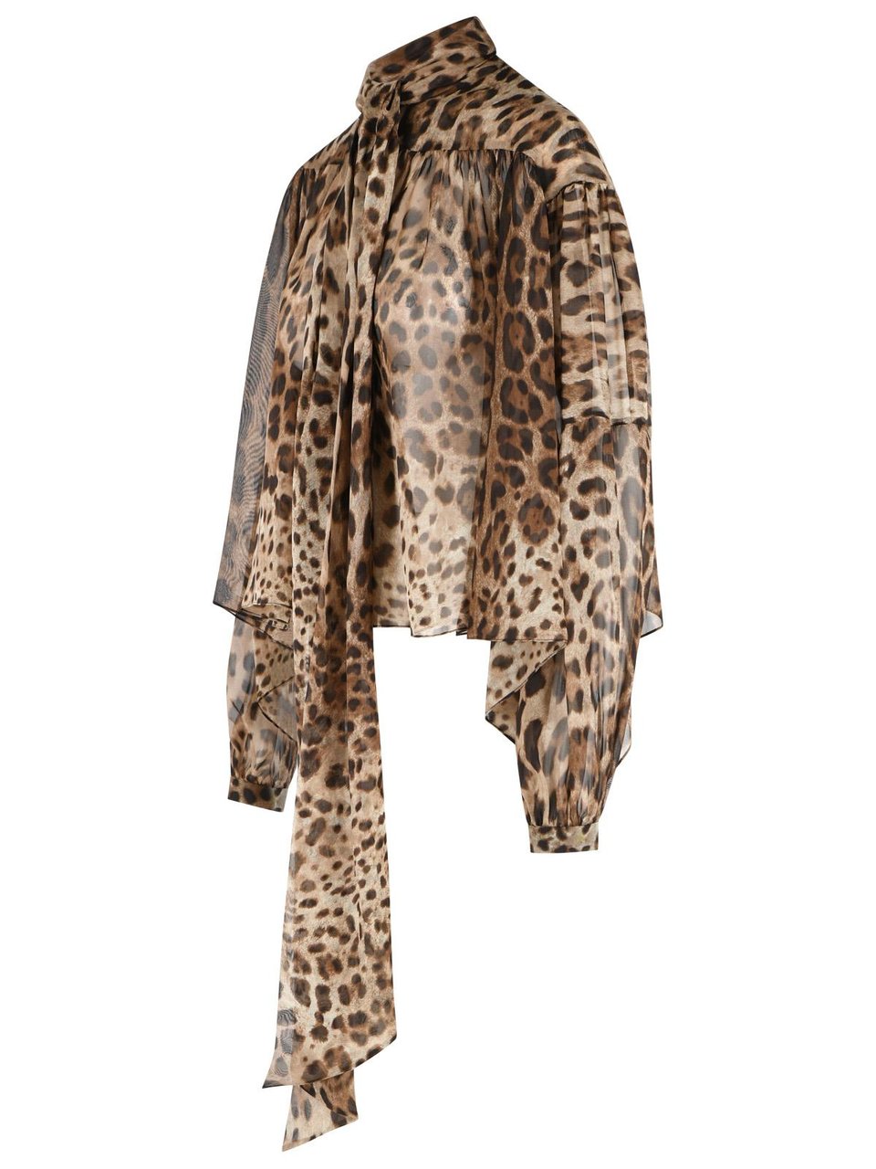Dolce & Gabbana Leopard Print Silk Shirt Bruin