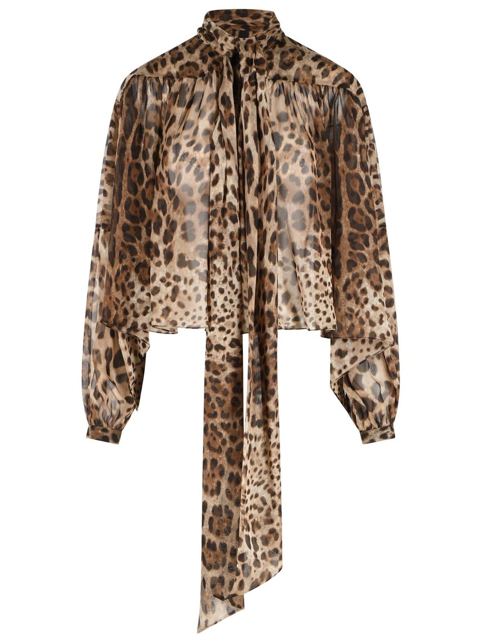 Dolce & Gabbana Leopard Print Silk Shirt Bruin
