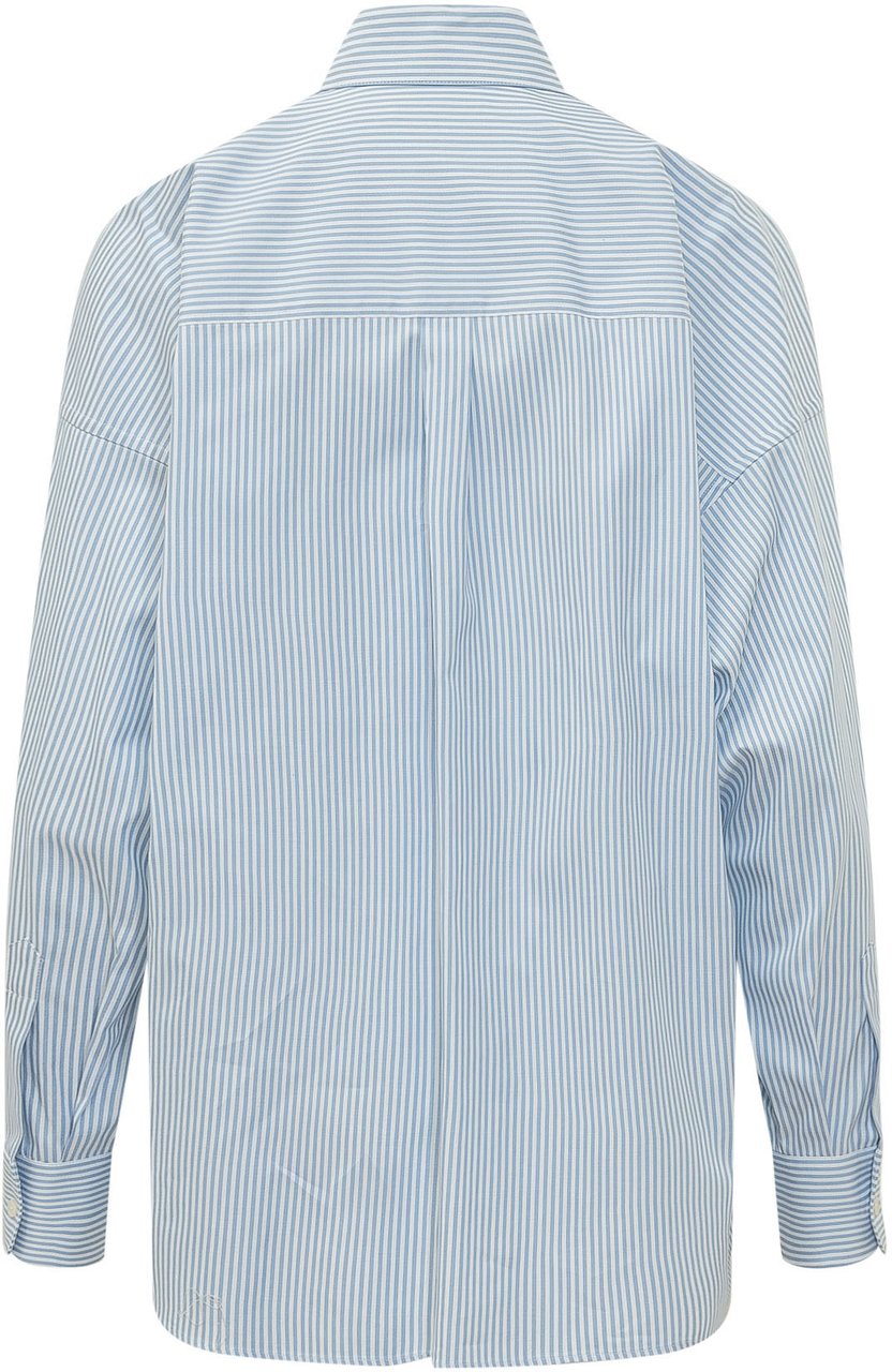 Dolce & Gabbana Camicia a Righe con Applicazioni Gioiello Lichtblauw