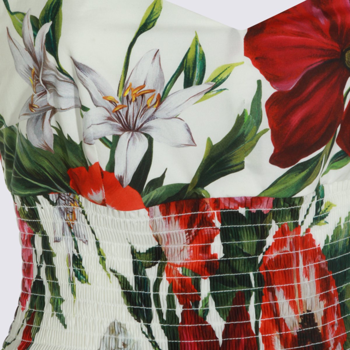 Dolce & Gabbana Floral Halter Neck Midi Dress With Smocked Waist Wit
