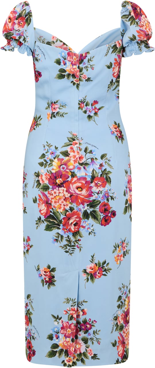 Dolce & Gabbana Floral silk dress Lichtblauw