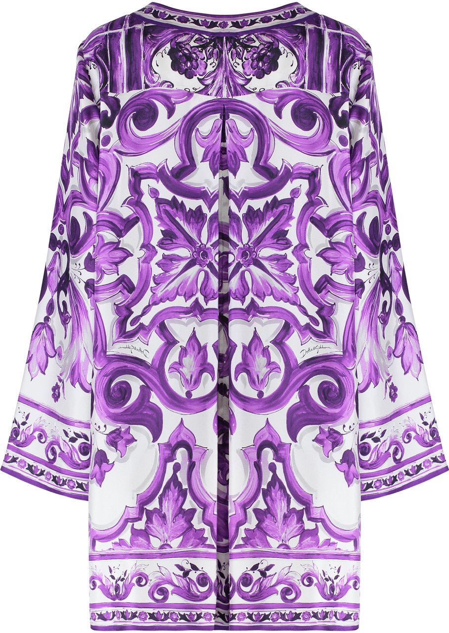 Dolce & Gabbana Printed silk mini dress Paars