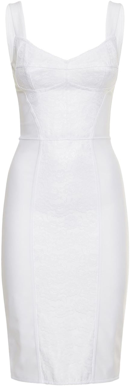 Dolce & Gabbana Fitted white elegant dress Wit