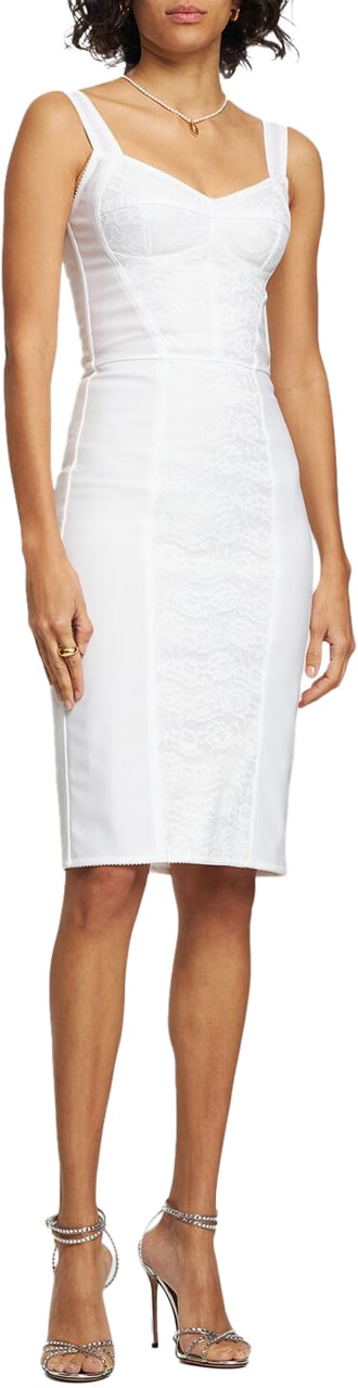 Dolce & Gabbana Fitted white elegant dress Wit