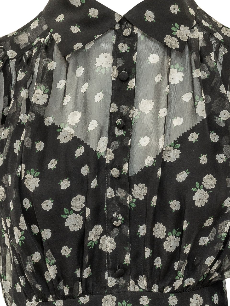 Dolce & Gabbana Abito con Maniche Corte a Sbuffo e Stampa Zwart