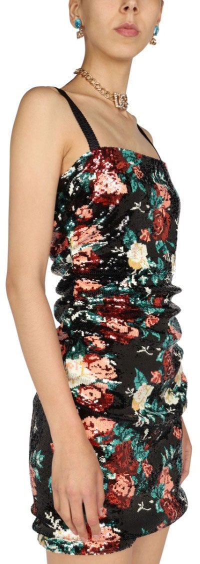 Dolce & Gabbana Rose Embroidery Short Dress Neutraal