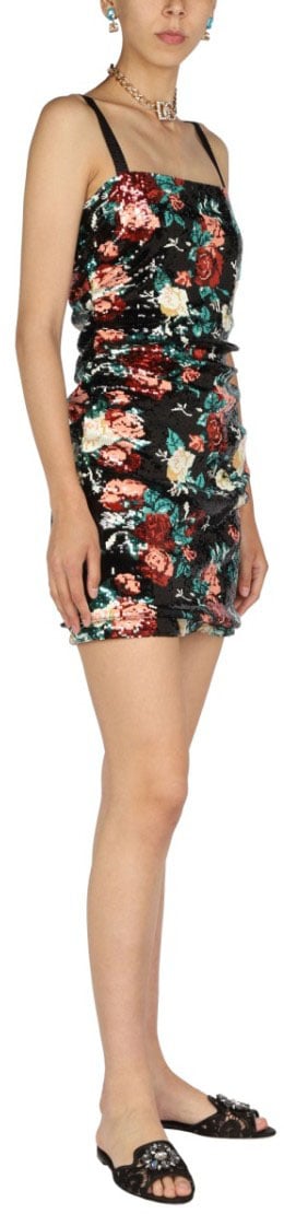 Dolce & Gabbana Rose Embroidery Short Dress Neutraal