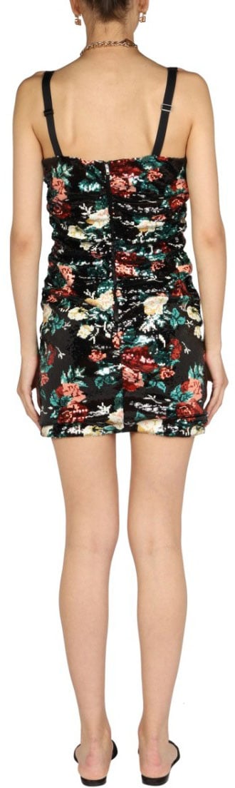 Dolce & Gabbana Rose Embroidery Short Dress Neutraal