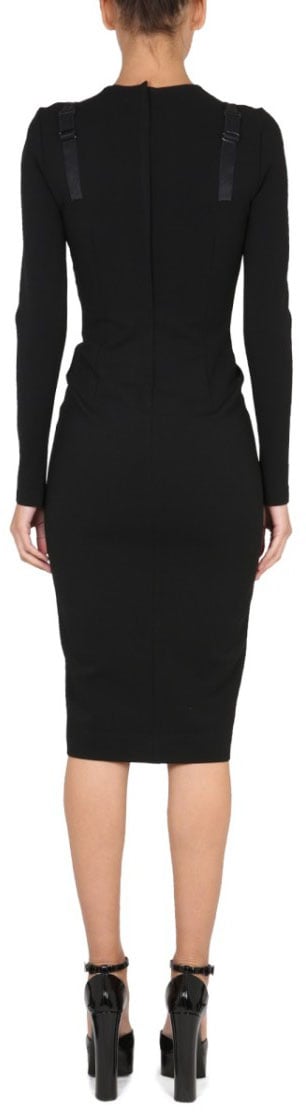 Dolce & Gabbana Corset-Inspired Midi Dress With Satin Zwart