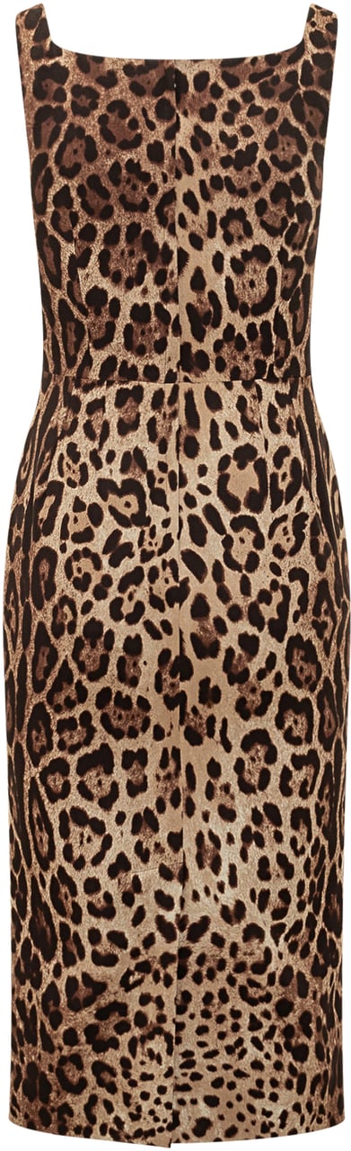 Dolce & Gabbana Abito Midi Animalier Senza Maniche Beige