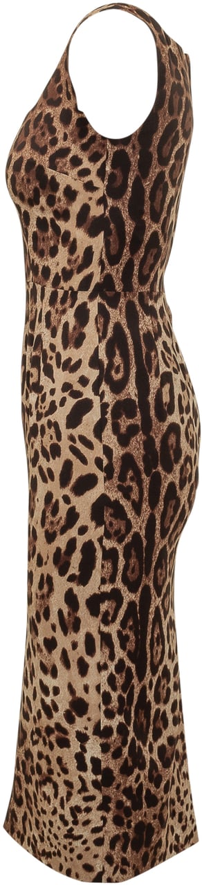 Dolce & Gabbana Abito Midi Animalier Senza Maniche Beige