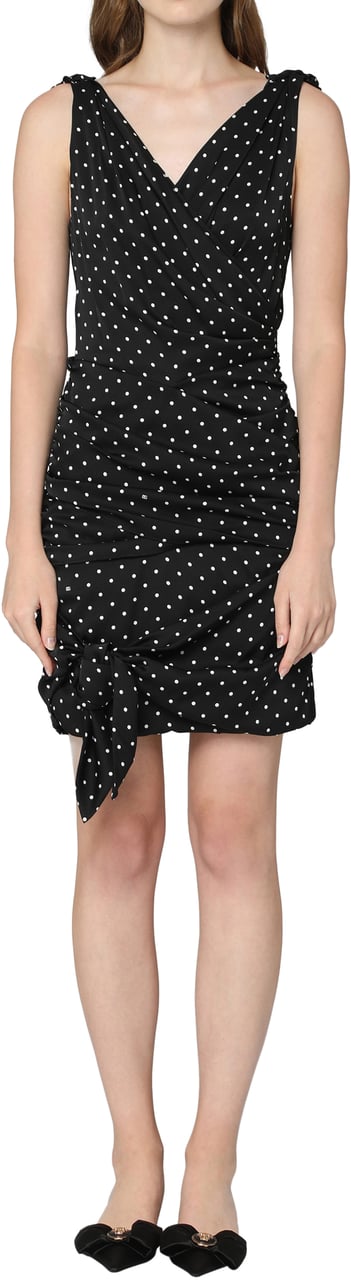 Dolce & Gabbana Polka-dot print silk mini dress Zwart