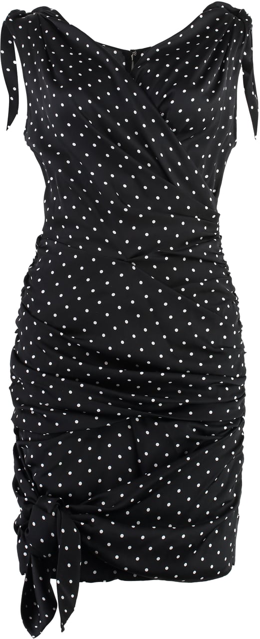 Dolce & Gabbana Polka-dot print silk mini dress Zwart