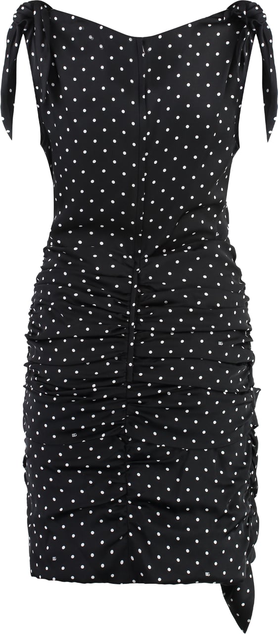 Dolce & Gabbana Polka-dot print silk mini dress Zwart