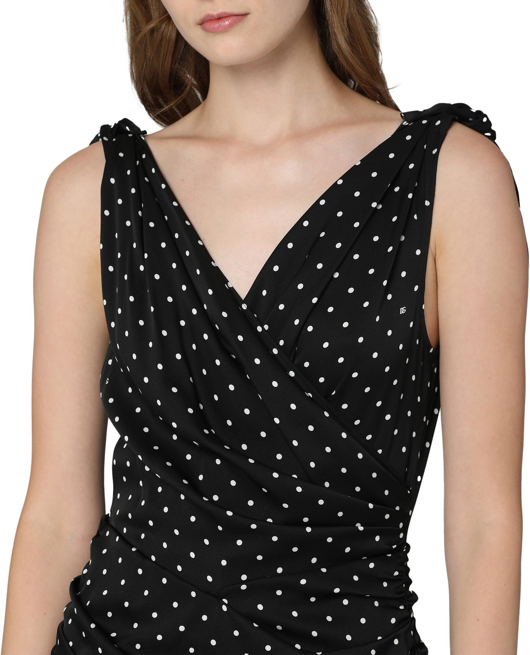 Dolce & Gabbana Polka-dot print silk mini dress Zwart