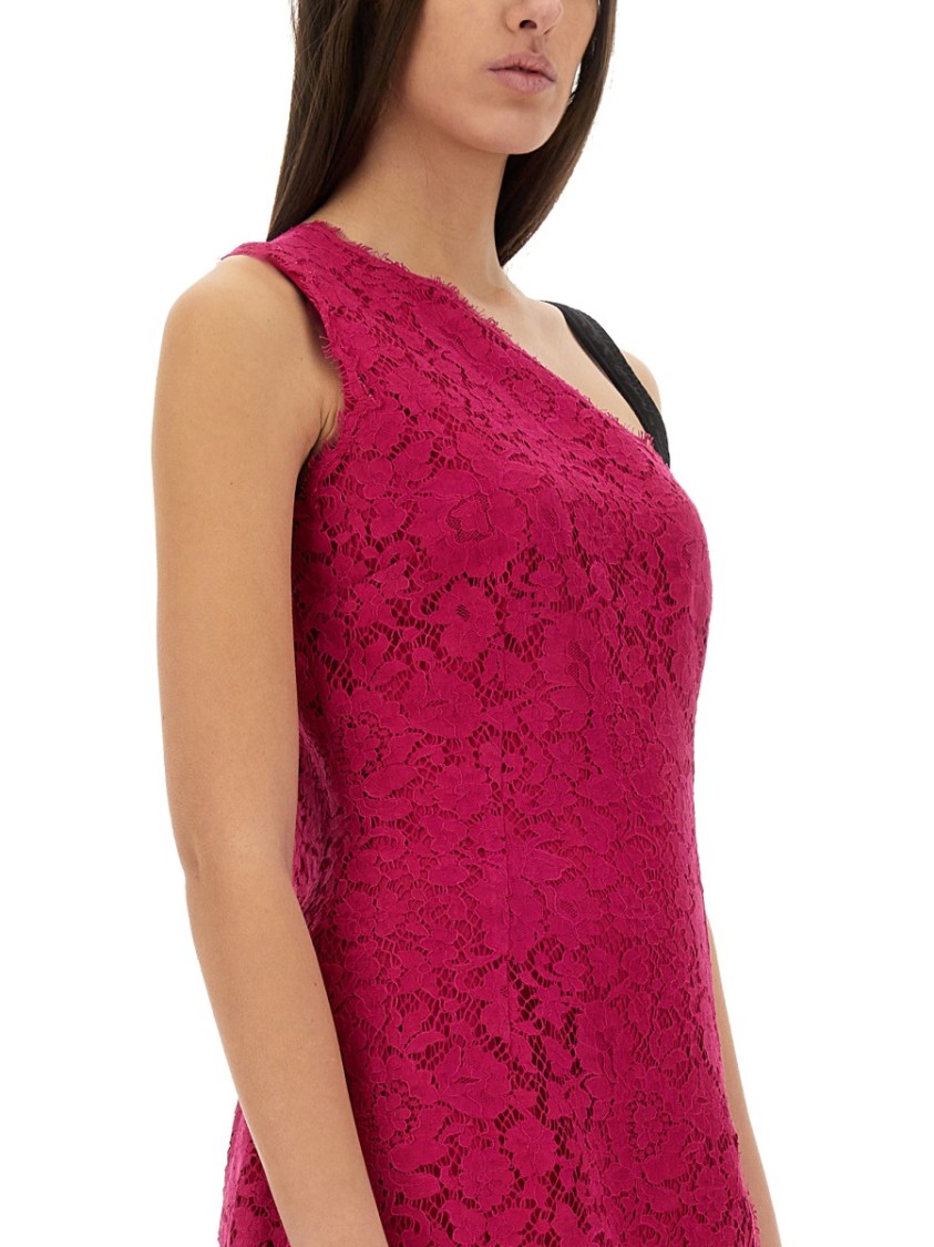 Dolce & Gabbana Mini Dress With Cordonet Lace Slit Rood