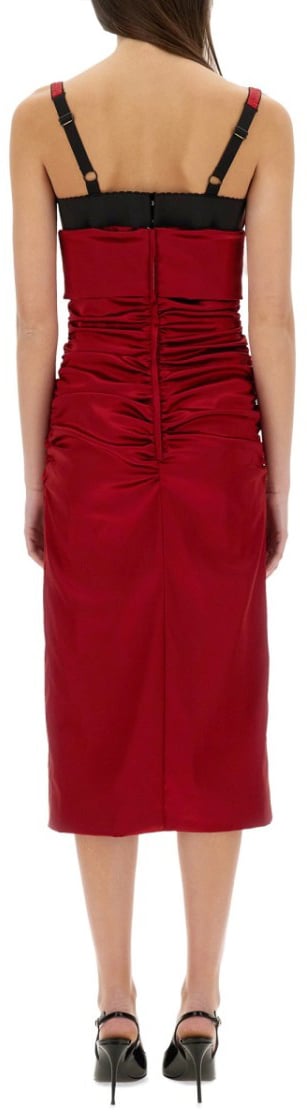 Dolce & Gabbana Longuette Dress With Cone Cups Rood
