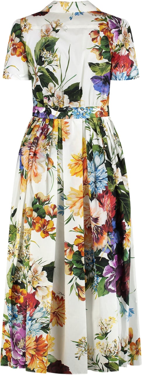 Dolce & Gabbana Floral print poplin midi dress Wit