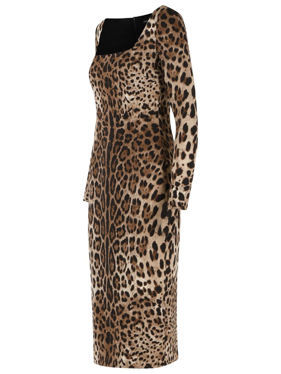 Dolce & Gabbana Leo Print Stretch Viscose Dress Zwart
