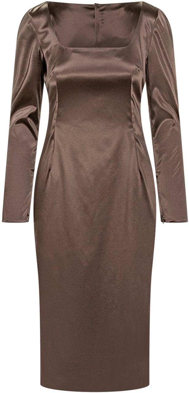 Dolce & Gabbana Abito Dolce & Gabbana in Raso a Maniche Lunghe Bruin