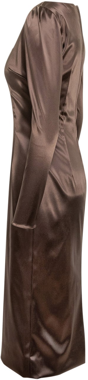 Dolce & Gabbana Abito Dolce & Gabbana in Raso a Maniche Lunghe Bruin
