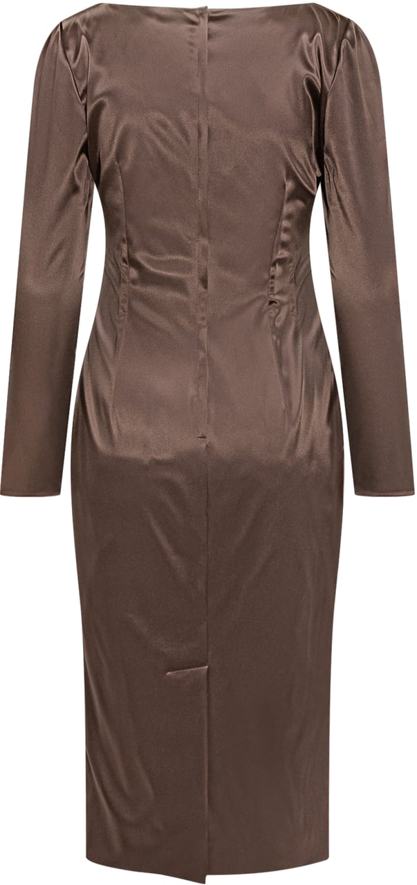 Dolce & Gabbana Abito Dolce & Gabbana in Raso a Maniche Lunghe Bruin