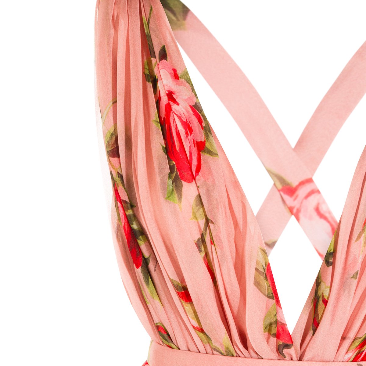 Dolce & Gabbana Pink Silk Floral Maxi Dress Roze