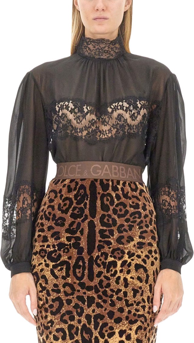 Dolce & Gabbana Turtleneck Blouse Zwart