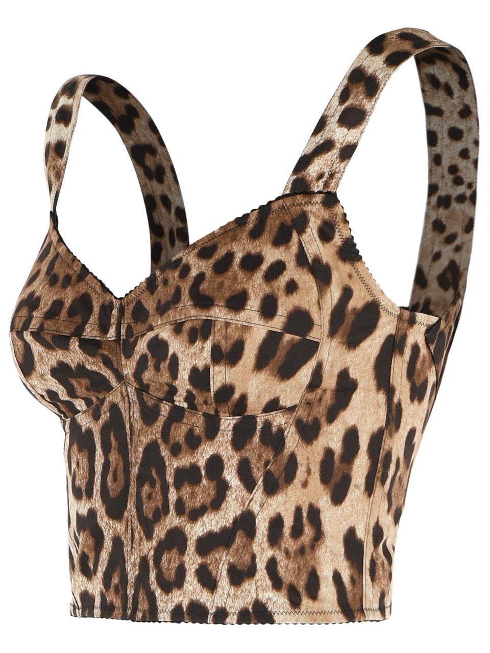 Dolce & Gabbana Leopard Cotton Bustier Neutraal