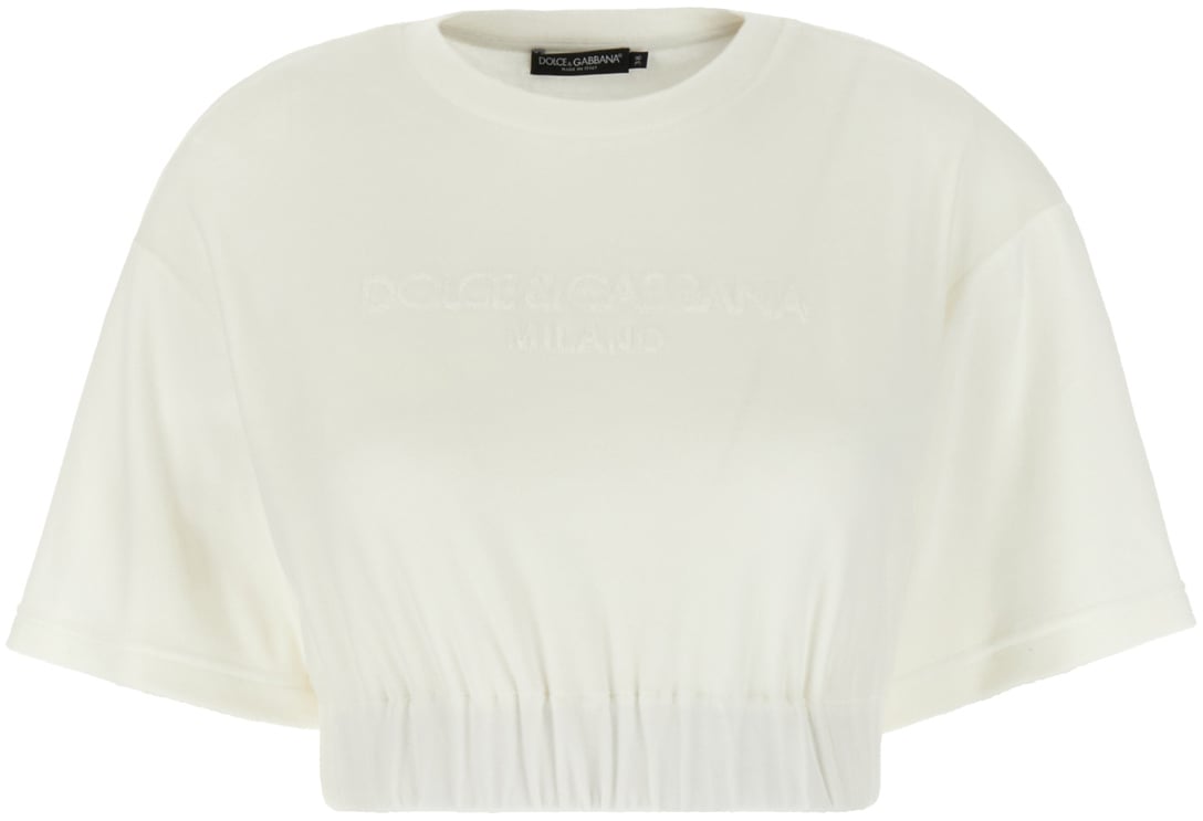 Dolce & Gabbana Dolce&gabbana Ivory chenille t-shirt Neutraal