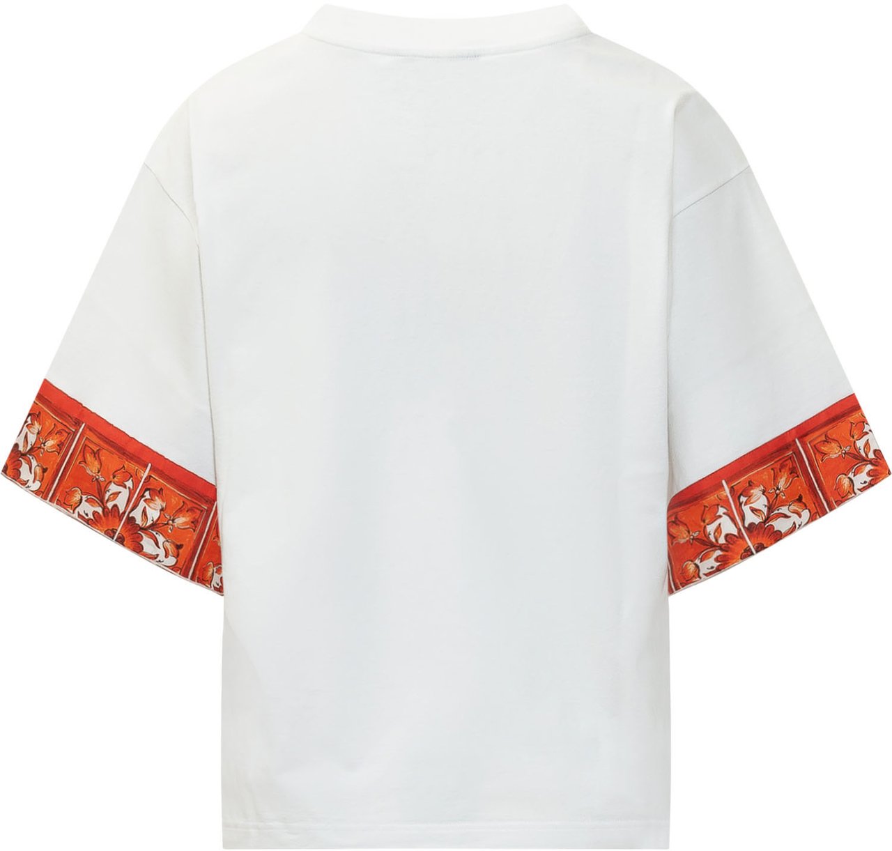 Dolce & Gabbana T-shirt con Bordi Stampa Maiolica Wit