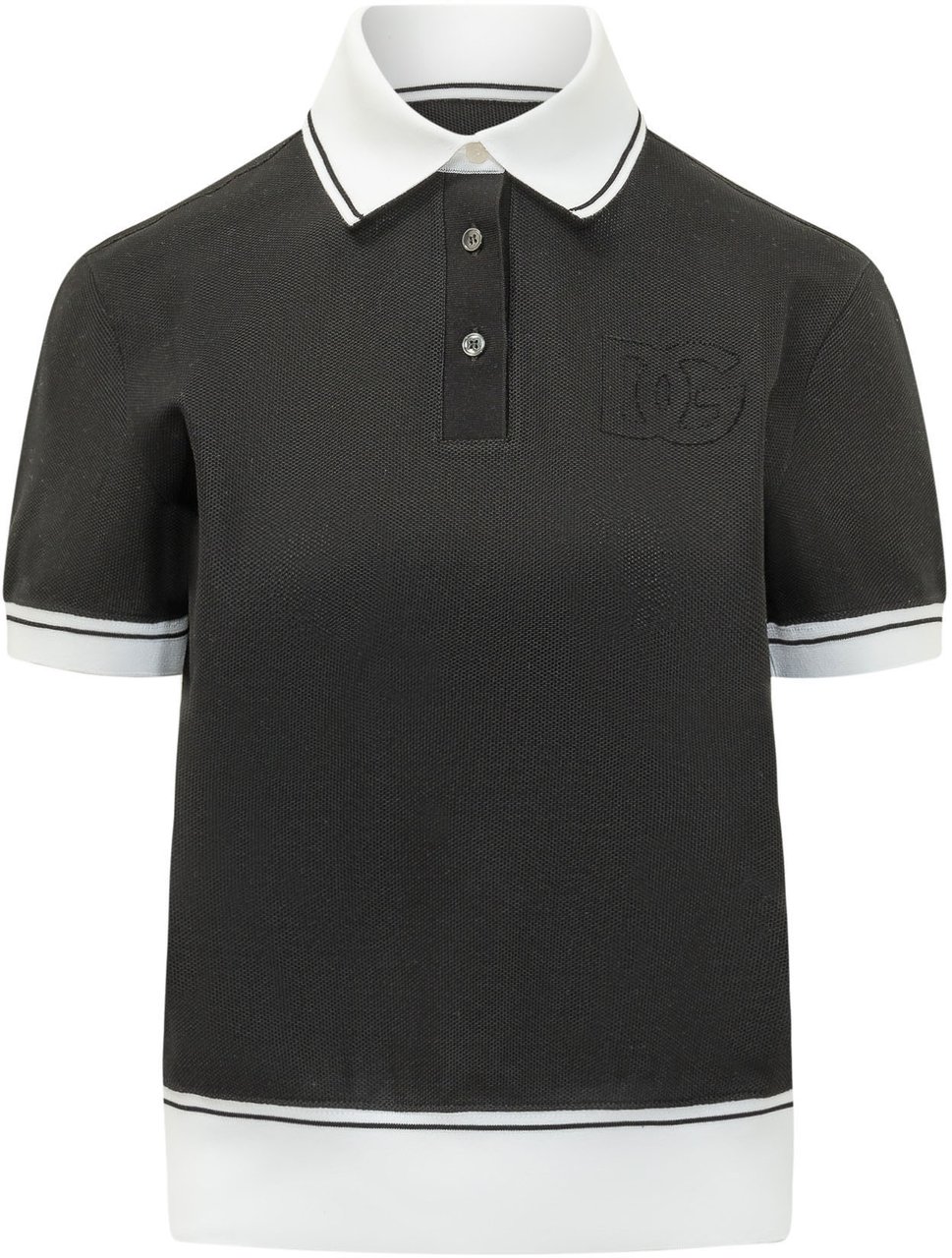 Dolce & Gabbana Polo Maniche Corte con Colletto a Contrasto Donkergrijs