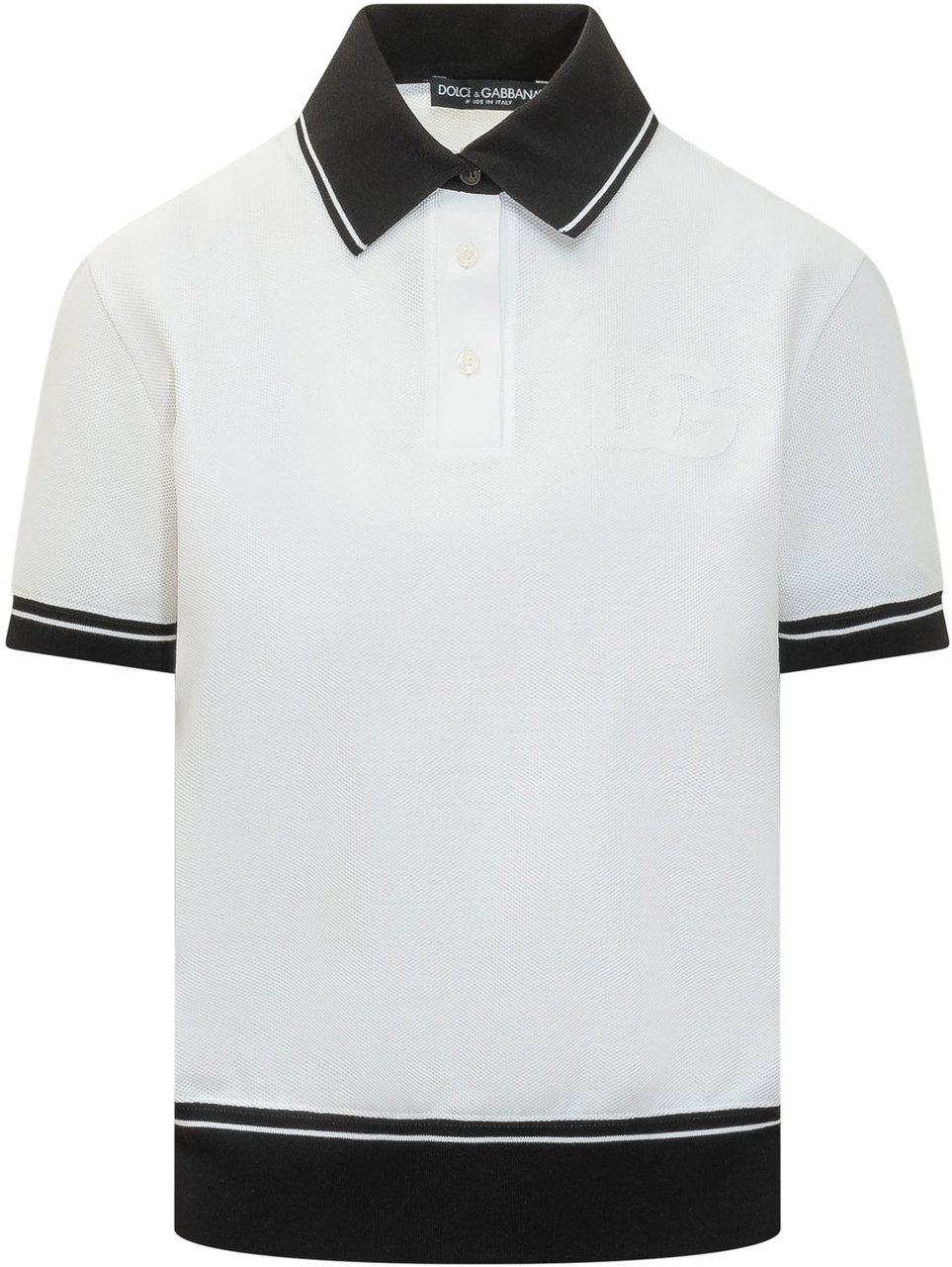 Dolce & Gabbana Polo a Maniche Corte con Colletto a Contrasto Wit