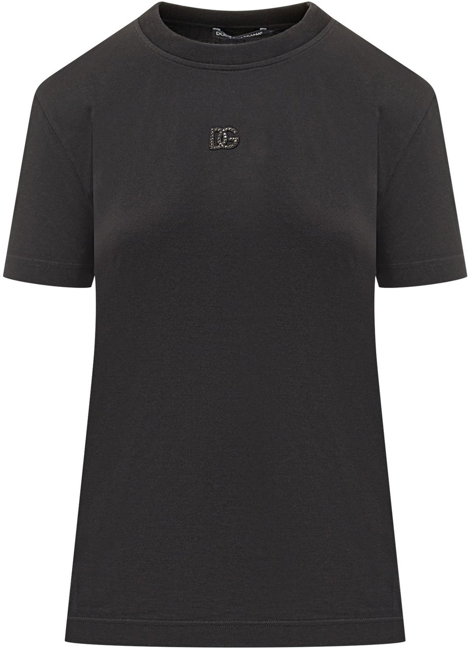 Dolce & Gabbana T-Shirt con Dettaglio Logo Zwart